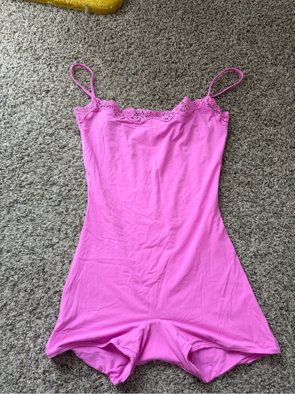 Skim’s Pink Lace-Trim Women's Romper Slip
